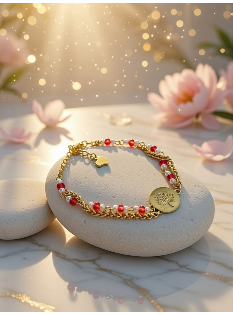 Arbre de vie rouge doré