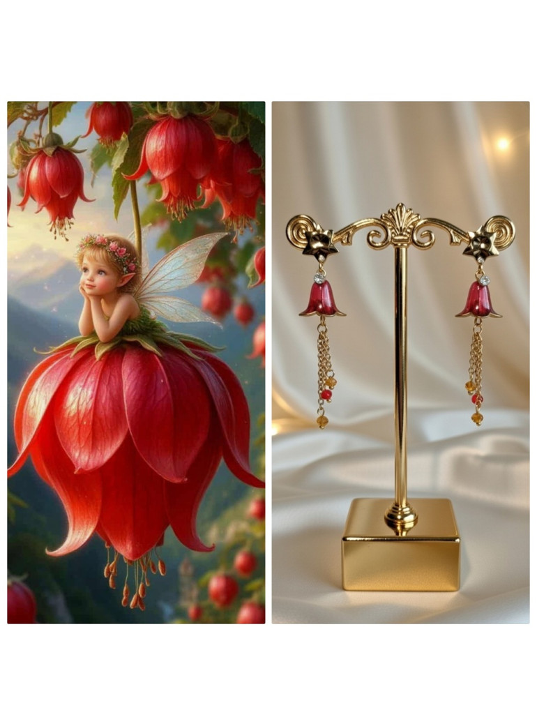 Fée Clochette rouge étoile Or