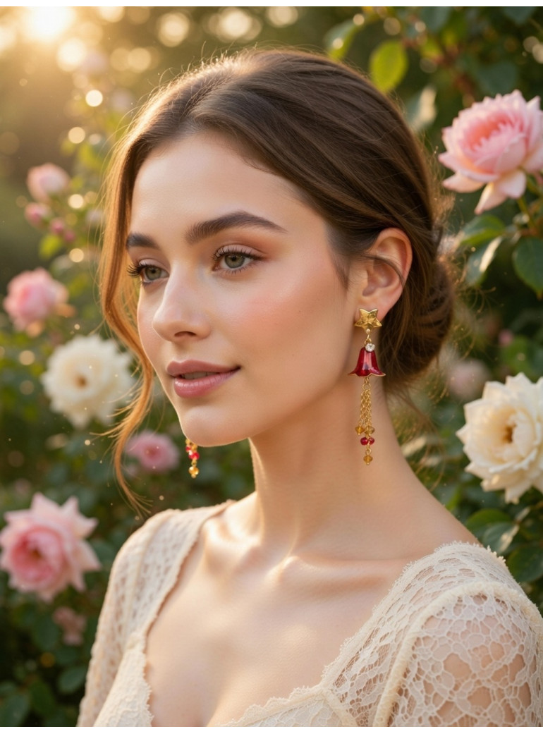 Fée Clochette rouge étoile Or