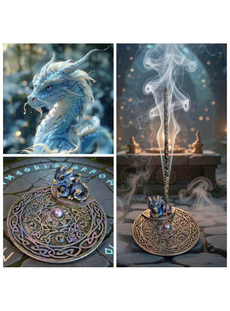 Bébé Dragon Bleu Porte Encens