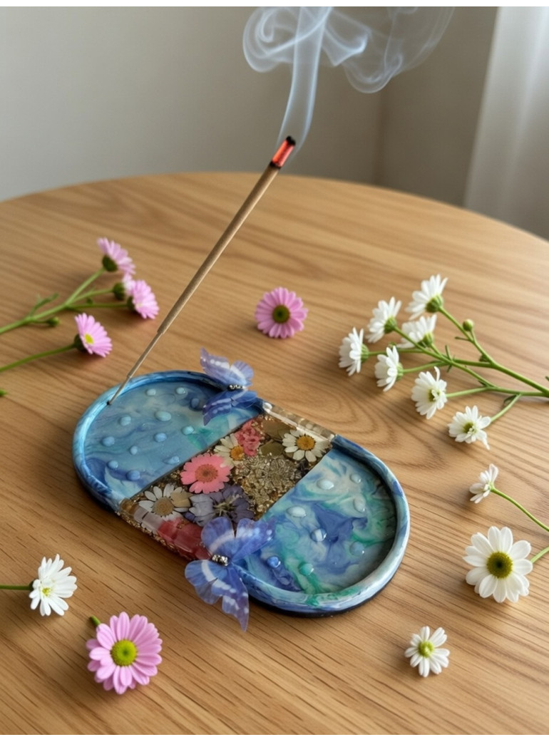 Porte Encens Fleurs et Papillons